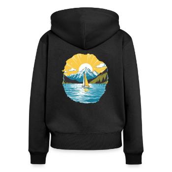 Sailboat, Sailing Ship, Sailing Yacht, Vintage Sailing - Women's Premium Organic Zip Hoodie - black - Back - Julia (174cm)
