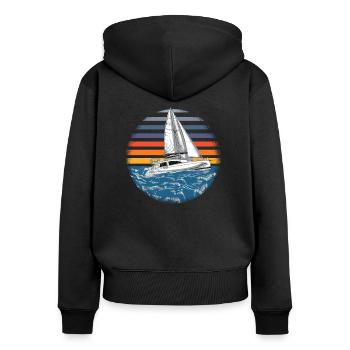 Catamaran-Boot Segelboot Segeln Segler - Frauen Premium Bio Zip Hoodie - Schwarz - Hinten - Julia (174cm)