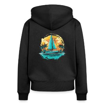 Sailboat, Sailing Ship, Sailing Yacht, Vintage Sailing - Women's Premium Organic Zip Hoodie - black - Back - Julia (174cm)