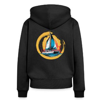 Catamaran-Boot Segelboot Segeln Segler - Frauen Premium Bio Zip Hoodie - Schwarz - Hinten - Julia (174cm)