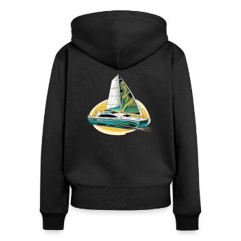 Catamaran-Boot Segelboot Segeln Segler - Frauen Premium Bio Zip Hoodie - Schwarz - Hinten - Julia (174cm)