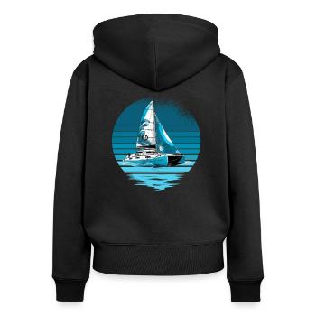 Catamaran-Boot Segelboot Segeln Segler - Frauen Premium Bio Zip Hoodie - Schwarz - Hinten - Julia (174cm)