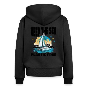 Catamaran Boat Sailboat Sailing Sailor - Women's Premium Organic Zip Hoodie - black - Back - Julia (174cm)
