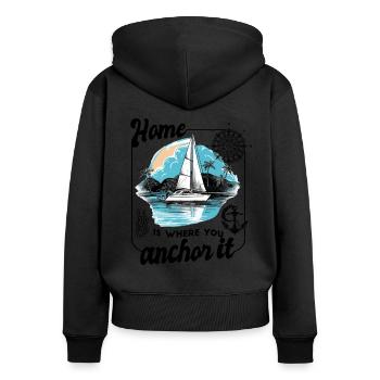 Sailor Sailboat Sailing Ship Sailing Yacht - Women's Premium Organic Zip Hoodie - black - Back - Julia (174cm)
