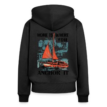 Sailor Sailboat Sailing Ship Sailing Yacht - Women's Premium Organic Zip Hoodie - black - Back - Julia (174cm)
