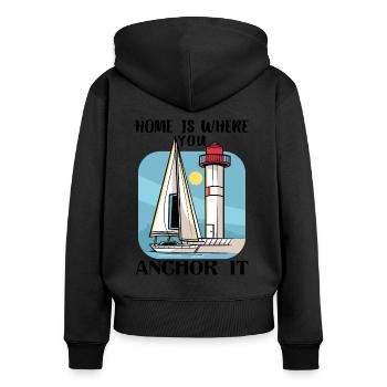 Segler Segelboot Zubehör Segelschiff - Frauen Premium Bio Zip Hoodie - Schwarz - Hinten - Julia (174cm)