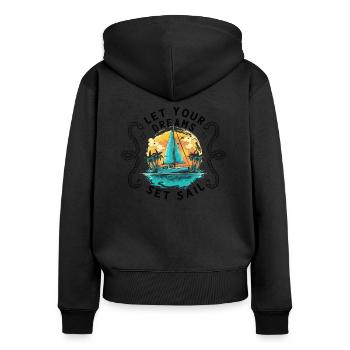 Segler Segelboot Segelschiff Segelyacht - Frauen Premium Bio Zip Hoodie - Schwarz - Hinten - Julia (174cm)