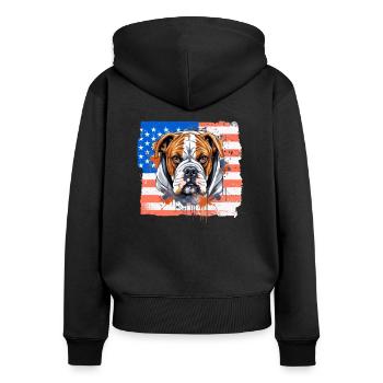 Boxer Race Chien Boxer Chiens USA Drapeau - Sweat à capuche zippé Premium bio Femme - noir - Dos - Julia (174cm)