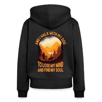 Hund Hundehalter Zubehör Hundliebhaber lustige - Frauen Premium Bio Zip Hoodie - Schwarz - Hinten - Julia (174cm)