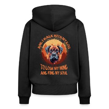 Boxer-Hunderasse Hundehalter lustige Sprüche - Frauen Premium Bio Zip Hoodie - Schwarz - Hinten - Julia (174cm)