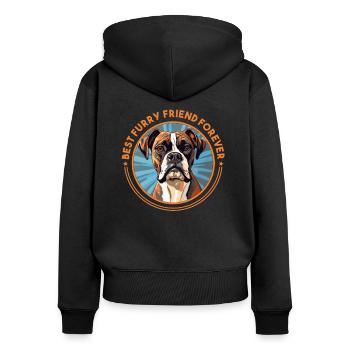 Boxer-Hunderasse Hundehalter lustige Sprüche - Frauen Premium Bio Zip Hoodie - Schwarz - Hinten - Julia (174cm)