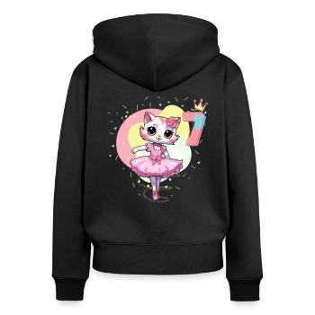 Girls ballet ballerina cats 7 years old 7th - Women's Premium Organic Zip Hoodie - black - Back - Julia (174cm)