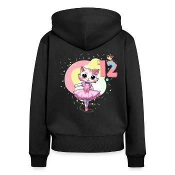 Mädchen Ballett-Ballerina Katzen 12 Jahre alt 12. - Frauen Premium Bio Zip Hoodie - Schwarz - Hinten - Julia (174cm)