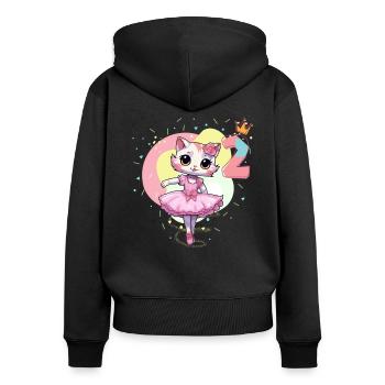 Girls ballet ballerina cats 2 years old 2. - Women's Premium Organic Zip Hoodie - black - Back - Julia (174cm)