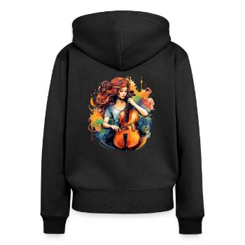 Violoncelliste Musicien violoncelliste - Sweat à capuche zippé Premium bio Femme - noir - Dos - Julia (174cm)