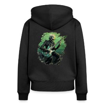 Gitarristen E-Gitarren Akustik-Gitarre Vintage - Frauen Premium Bio Zip Hoodie - Schwarz - Hinten - Julia (174cm)