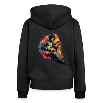 Gitarristen-tshirt E-Gitarren-Saiten - Frauen Premium Bio Zip Hoodie - Schwarz - Hinten - Julia (174cm)