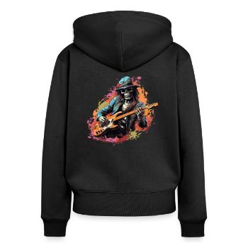Gitarristen Akustik-Gitarre Country-Musik - Frauen Premium Bio Zip Hoodie - Schwarz - Hinten - Julia (174cm)