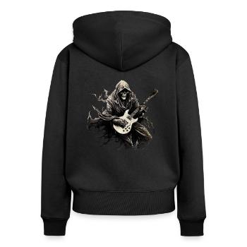 Gitarristen-tshirt E-Gitarren-Saiten - Frauen Premium Bio Zip Hoodie - Schwarz - Hinten - Julia (174cm)