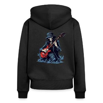 Gitarristen-tshirt E-Gitarren-Saiten - Frauen Premium Bio Zip Hoodie - Schwarz - Hinten - Julia (174cm)