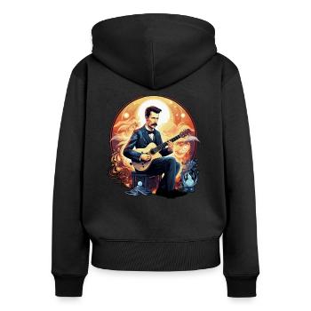 Gitarren E-Gitarren-Saiten E-Gitarre Musiker - Frauen Premium Bio Zip Hoodie - Schwarz - Hinten - Julia (174cm)