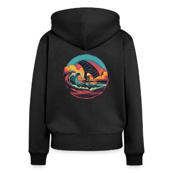Wingfoil Surfer Wingfoiling Hydrofoil Kitefoil - Women's Premium Organic Zip Hoodie - black - Back - Julia (174cm)