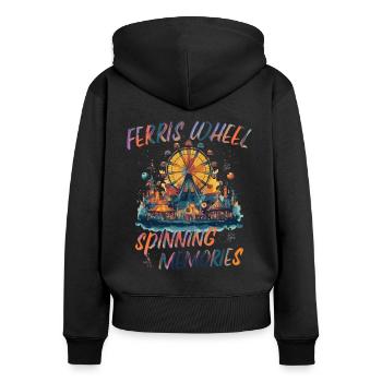 Freizeitpark Jahrmarkt Rummelplatz Dorffest - Frauen Premium Bio Zip Hoodie - Schwarz - Hinten - Julia (174cm)