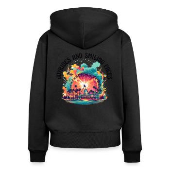 Freizeitpark Jahrmarkt Rummelplatz Dorffest - Frauen Premium Bio Zip Hoodie - Schwarz - Hinten - Julia (174cm)
