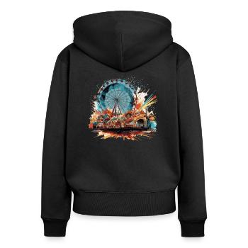 Freizeitpark Jahrmarkt Rummelplatz Volksfest - Frauen Premium Bio Zip Hoodie - Schwarz - Hinten - Julia (174cm)