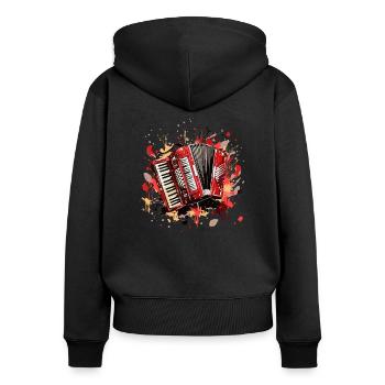 Akkordeon-Musiker Ziehharmonika-Spieler Musik - Frauen Premium Bio Zip Hoodie - Schwarz - Hinten - Julia (174cm)
