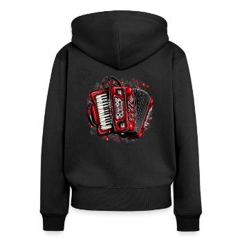 Akkordeon-Musiker Ziehharmonika-Spieler Musik - Frauen Premium Bio Zip Hoodie - Schwarz - Hinten - Julia (174cm)