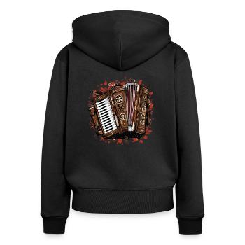 Akkordeon-Musiker Ziehharmonika-Spieler Musik - Frauen Premium Bio Zip Hoodie - Schwarz - Hinten - Julia (174cm)