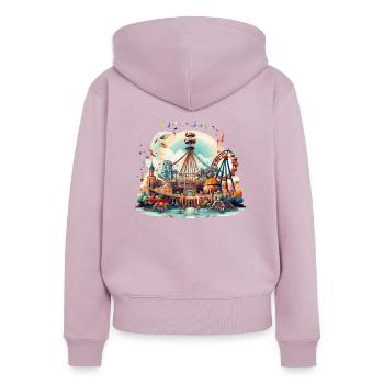 Freizeitpark Jahrmarkt Rummelplatz Volksfest - Frauen Premium Bio Zip Hoodie - Altrosa - Hinten - Julia (174cm)
