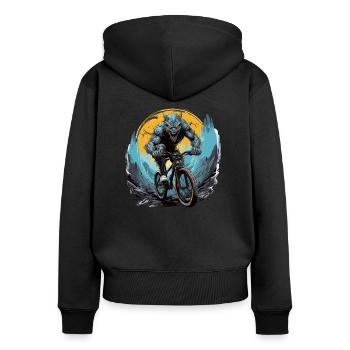 MTB Mountainbike Fahrrad BMX El-Chupacabra - Frauen Premium Bio Zip Hoodie - Schwarz - Hinten - Julia (174cm)