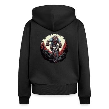 MTB Mountainbike Fahrrad BMX El-Chupacabra - Frauen Premium Bio Zip Hoodie - Schwarz - Hinten - Julia (174cm)