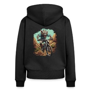 MTB Mountainbike Fahrrad BMX El-Chupacabra - Frauen Premium Bio Zip Hoodie - Schwarz - Hinten - Julia (174cm)