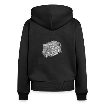 Mechatroniker Auto-Schrauber lustige Sprüche - Frauen Premium Bio Zip Hoodie - Schwarz - Hinten - Julia (174cm)