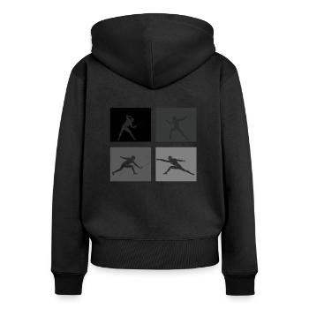 Fechten Game Gamer Fechterin Spiel Fechten Fechter - Frauen Premium Bio Zip Hoodie - Schwarz - Hinten - Julia (174cm)