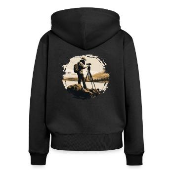 Photographe de paysage, Appareil photo, Photographe de nature - Sweat à capuche zippé Premium bio Femme - noir - Dos - Julia (174cm)