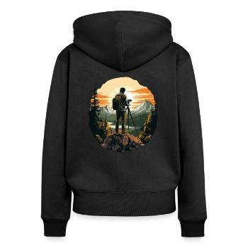 Appareil photo, Photographe de nature, Photographe animalier - Sweat à capuche zippé Premium bio Femme - noir - Dos - Julia (174cm)