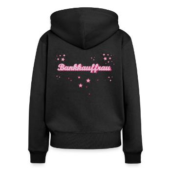 Banker Abschluss-Geschenk Bankkauffrau - Frauen Premium Bio Zip Hoodie - Schwarz - Hinten - Julia (174cm)