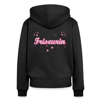 Haarstylist Abschluss-Geschenk Friseurin - Frauen Premium Bio Zip Hoodie - Schwarz - Hinten - Julia (174cm)