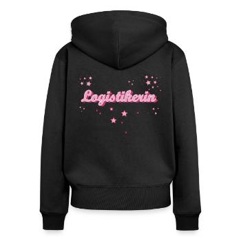 Logistik Abschluss-Geschenk Logistikerin - Frauen Premium Bio Zip Hoodie - Schwarz - Hinten - Julia (174cm)