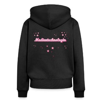 Drucker Abschluss-Geschenk Medientechnologin - Frauen Premium Bio Zip Hoodie - Schwarz - Hinten - Julia (174cm)