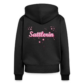 Polsterer Abschluss-Geschenk Sattlerin - Frauen Premium Bio Zip Hoodie - Schwarz - Hinten - Julia (174cm)
