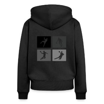 Joueur de handball Handball Ballon Jeu de handball - Sweat à capuche zippé Premium bio Femme - noir - Dos - Julia (174cm)
