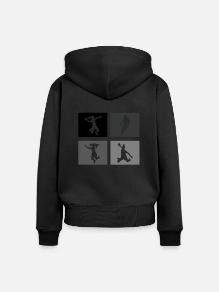 Joueur de handball Ballon de handball Joueur de handball Femmes - Sweat à capuche zippé Premium bio Femme - noir