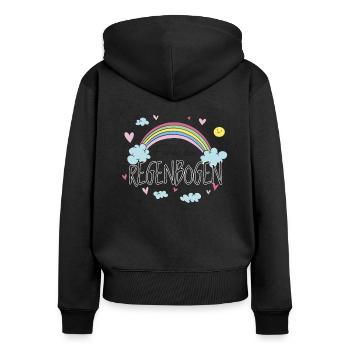 Fühle den Regenbogen Entspannung - Frauen Premium Bio Zip Hoodie - Schwarz - Hinten - Julia (174cm)