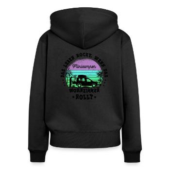 Minicamper Camping-Camper Microcamper Sayings - Women's Premium Organic Zip Hoodie - black - Back - Julia (174cm)