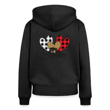 Minicamper Hearts Camping Camper Microcamper - Women's Premium Organic Zip Hoodie - black - Back - Julia (174cm)
